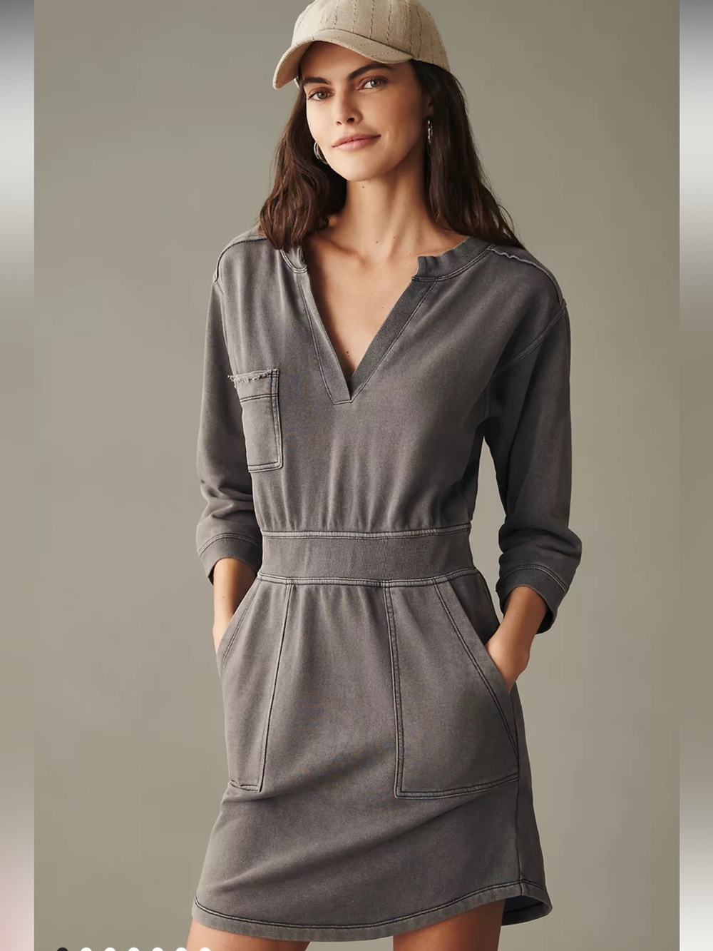 Daily Practice by Anthropologie Utility Mini Dress in Washed Gray Size Small